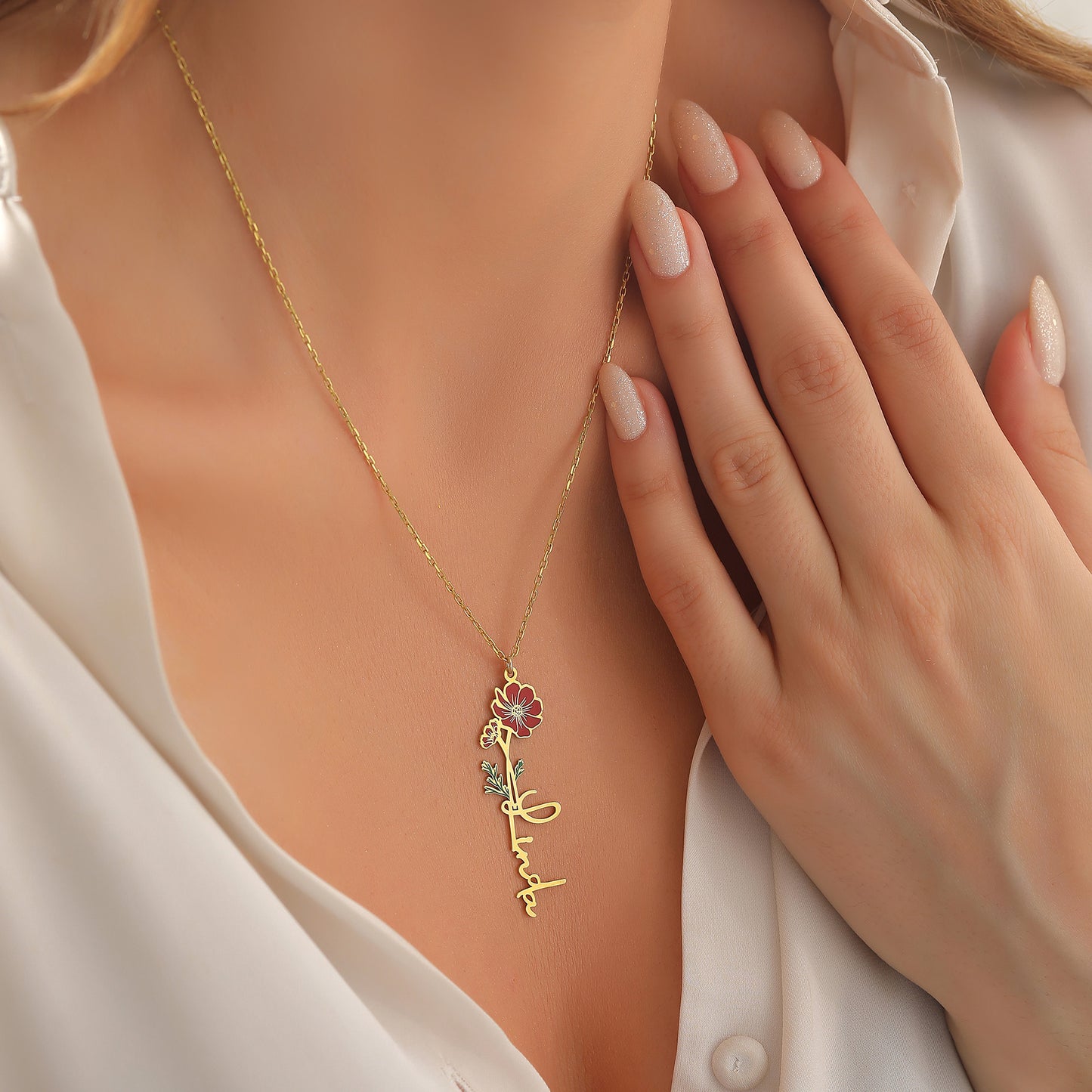 Personalized Birth Flower Necklace