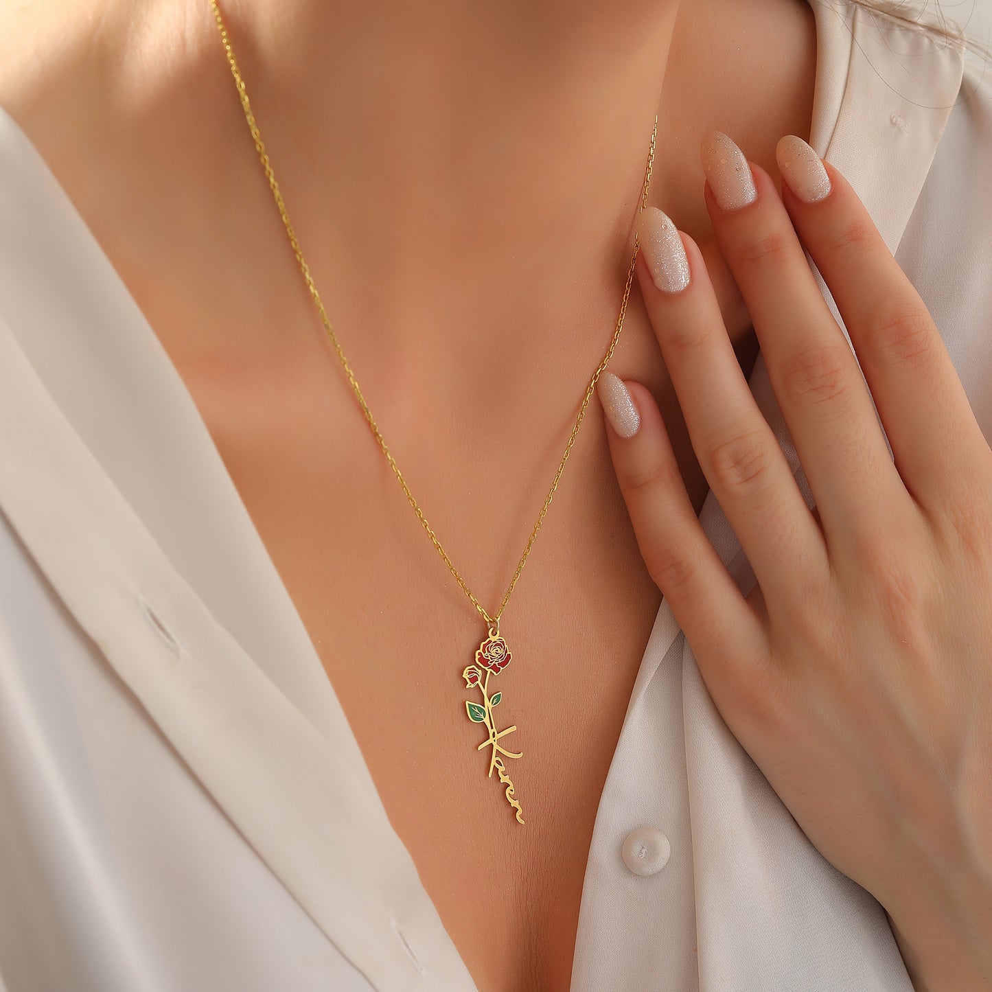 Personalized Birth Flower Necklace